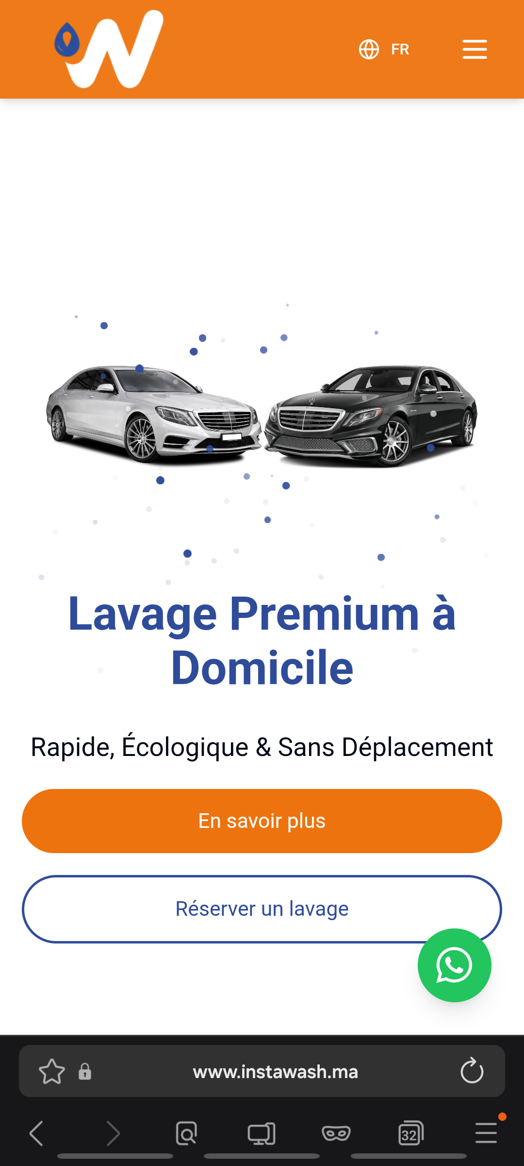 Instawash mobile view