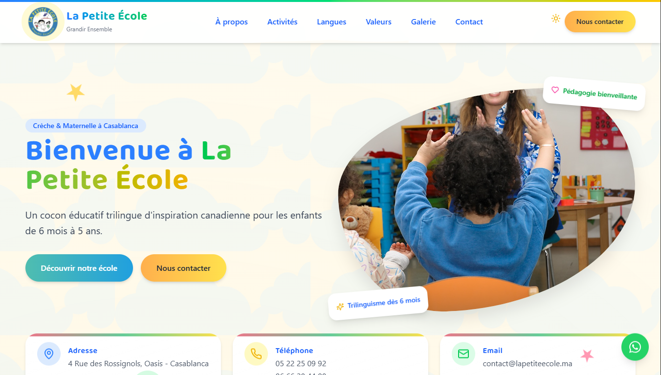 La Petite Ecole website screenshot